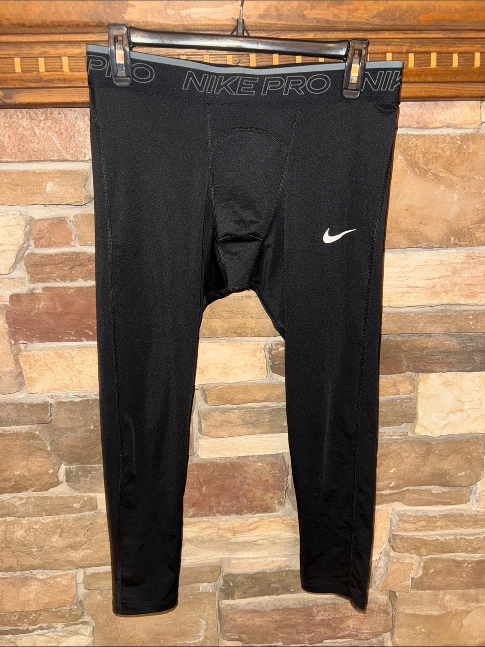 Nike Black Performance Compression Tights with White Swoosh